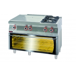 Płyta grzewcza gazowa chromowany 800 mm + 1x4,5kW + 1x7,5kW z piekarnikiem elektrycznym moduł 3xGN 1/1