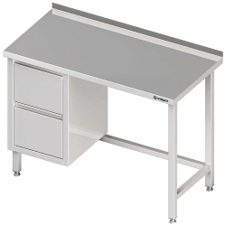 Stół przyścienny z blokiem dwóch szuflad (L),bez półki 1100x700x850 mm